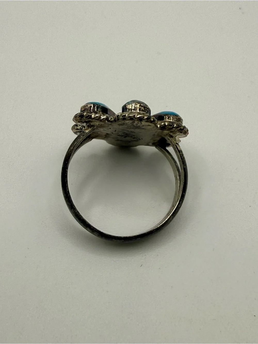 Native‎ American Sterling Silver Turquoise Flower Ring MGD Mary Grace Design sz6